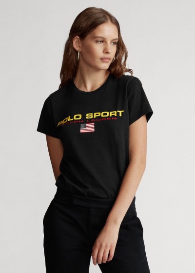 Playeras Polo Ralph Lauren Mujer Negros - Polo Sport Crewneck - VTMES2367